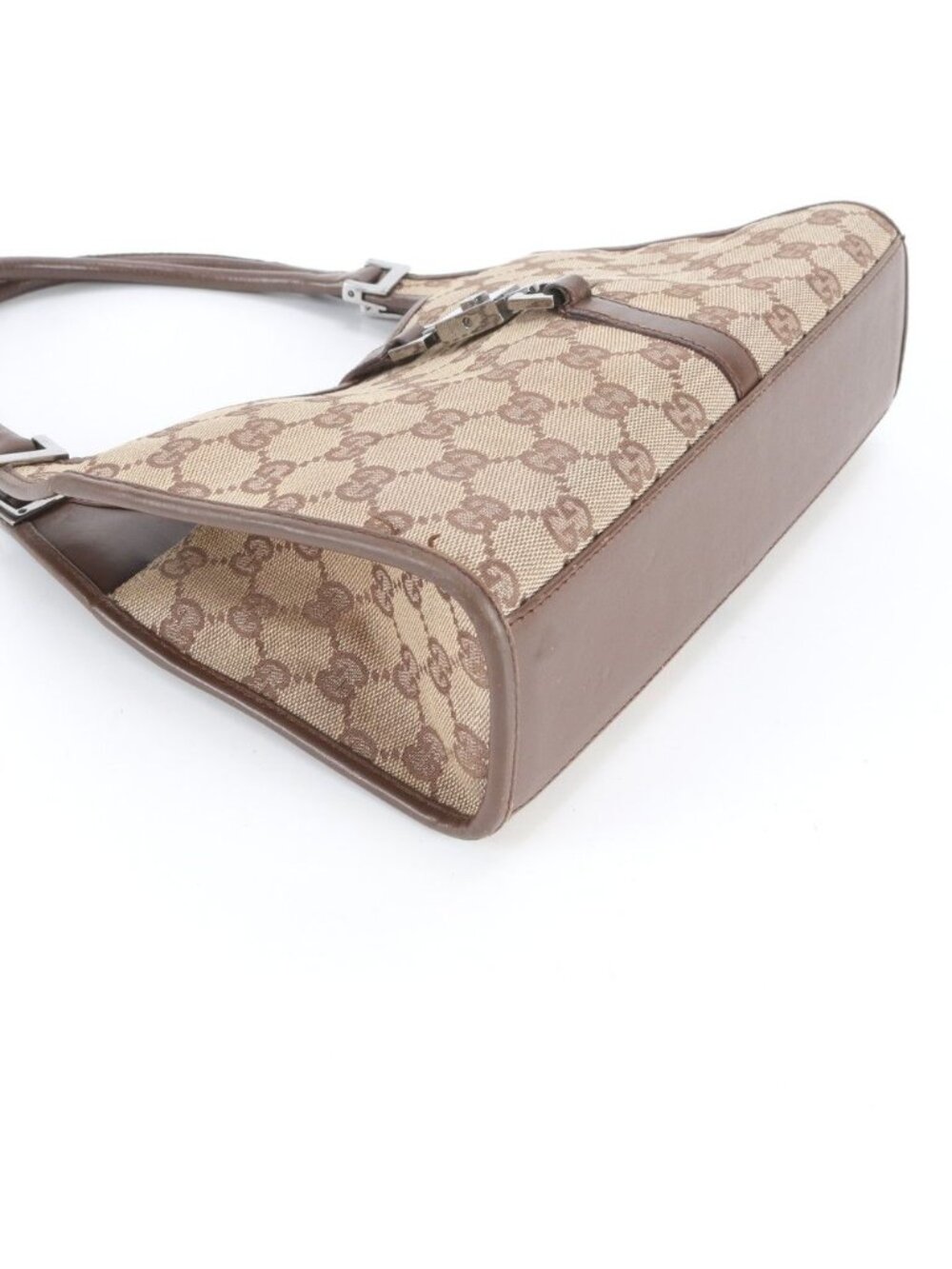 ★SOLD★ Gucci GG Canvas Jackie 002 Leather Handbag Tote Brown - Picture 4 of 9